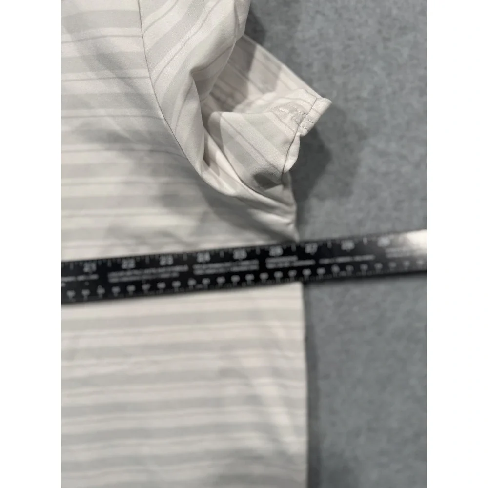 Adidas Golf‎ Polo Shirt Mens 2XL Gray White Stripe Performance Short Sleeve Top